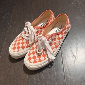 VANS ANAHEIM FACTORY AUTHENTIC CHECKERBOARD sneakers US 7 white orange